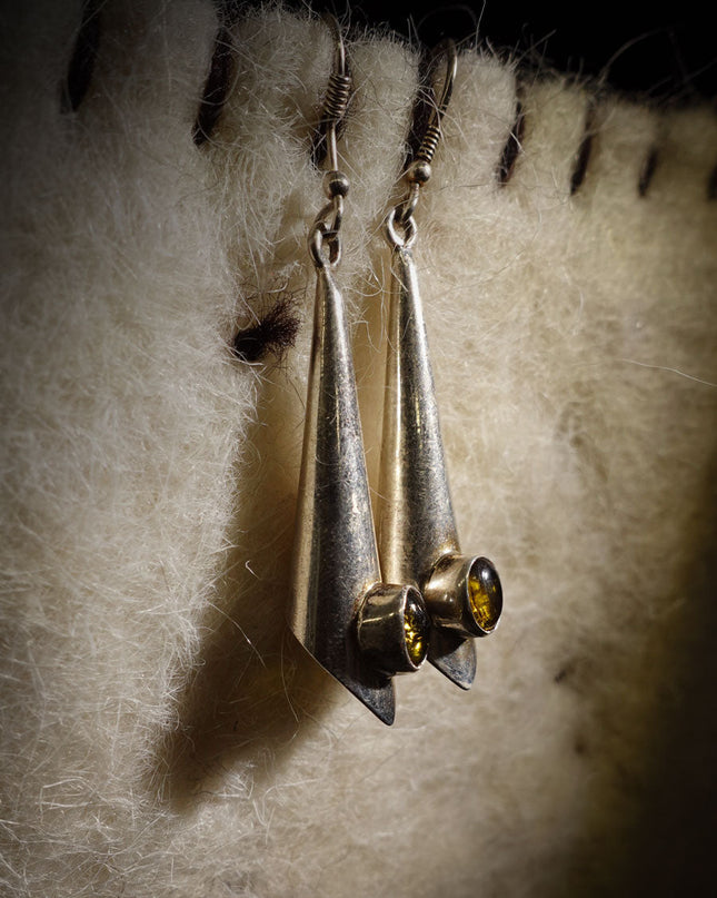 Citrine Trumpet Flower Sterling Silver Earrings