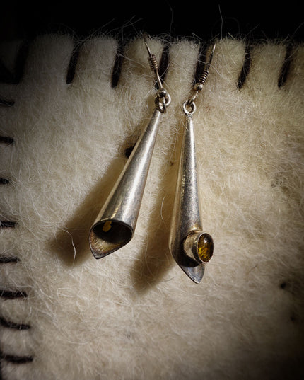 Citrine Trumpet Flower Sterling Silver Earrings