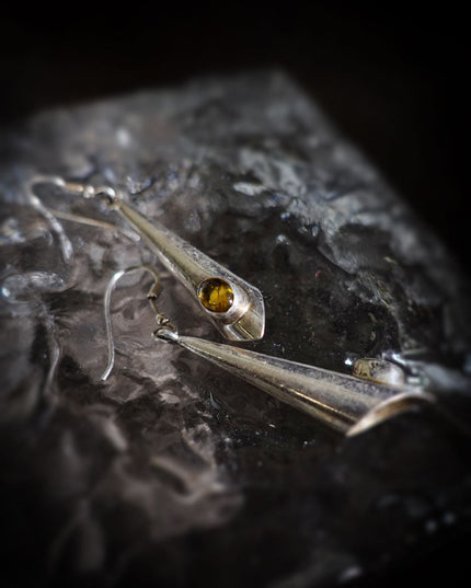 Citrine Trumpet Flower Sterling Silver Earrings