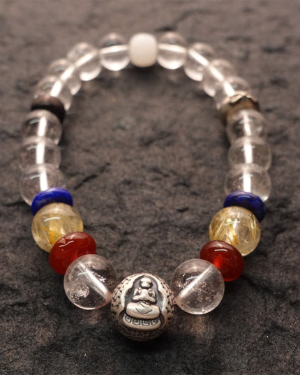 Wisdom Healing Vairocana Clear Quartz Buddha Bracelet