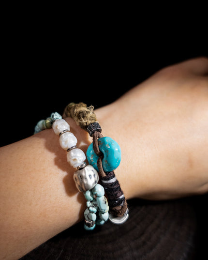 Serenity Balance Turquoise Bracelet | Tibetan-Inspired Woven Design