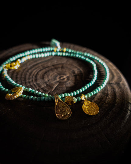 Healing through Stillness Turquoise Gold Necklace