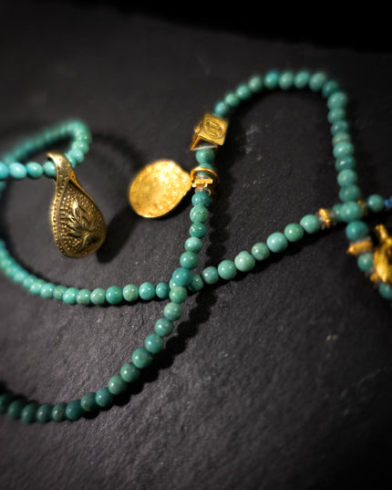 Healing through Stillness Turquoise Gold Necklace