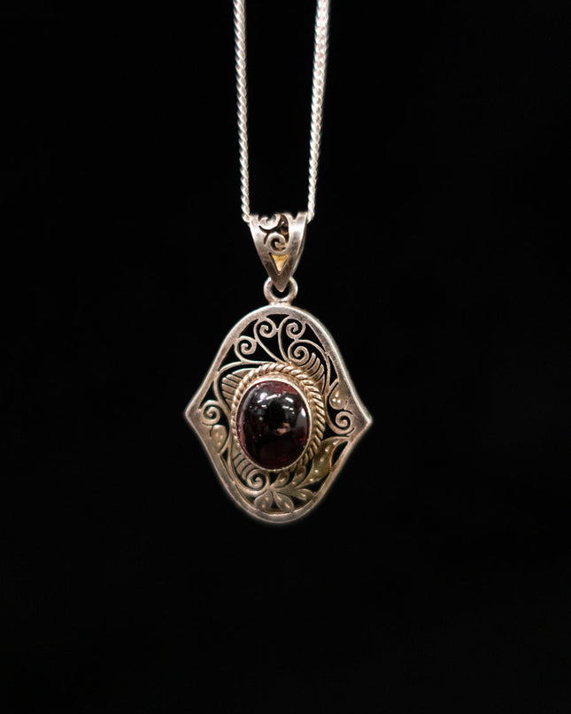 Vitality Strength Ruby Pendant | Tibetan Sterling Silver Jewelry