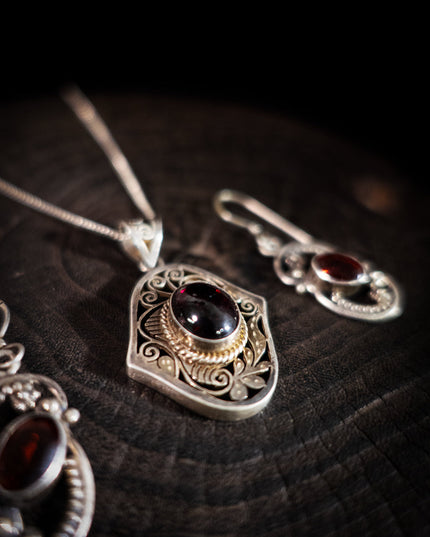 Vitality Strength Ruby Pendant | Tibetan Sterling Silver Jewelry