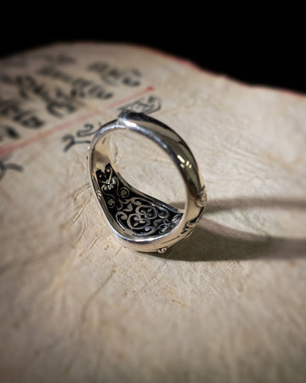 Eye of Protection Dzi Agate & 925 Silver Ring