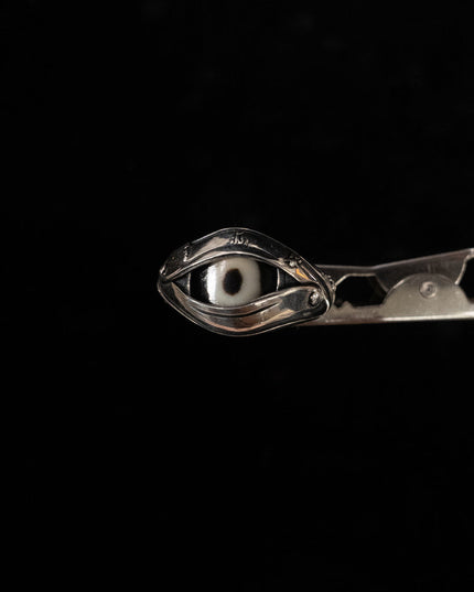 Eye of Protection Dzi Agate & 925 Silver Ring
