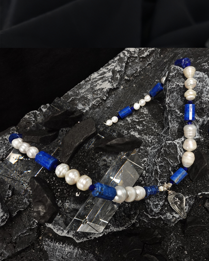 Sacred Lake Buddhist Chanting Lapis Lazuli Pearl Necklace