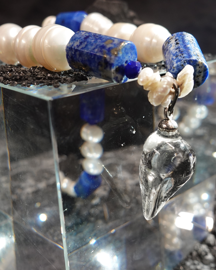 Sacred Lake Buddhist Chanting Lapis Lazuli Pearl Necklace