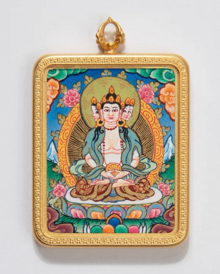 Tibetan Thangka Pendant – Blessings of the Twelve Zodiac and Eight Zodiac Buddhas