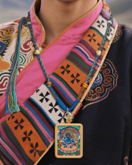 Tibetan Thangka Pendant – Blessings of the Twelve Zodiac and Eight Zodiac Buddhas