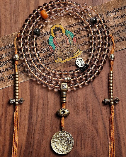 Soft Glow Clear Quartz 108 Mala Beads Necklace