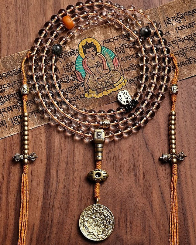 Soft Glow Clear Quartz 108 Mala Beads Necklace
