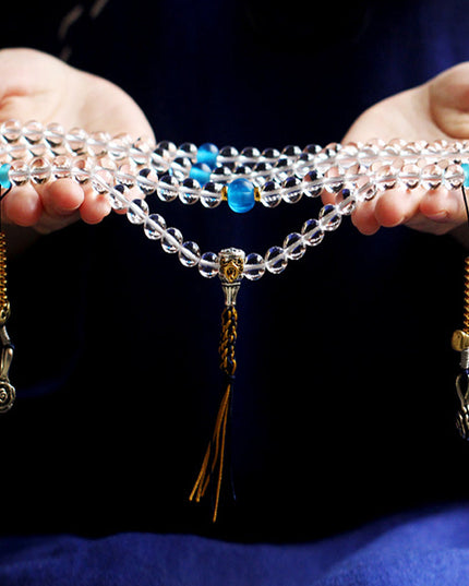 108 Mala Beads Crystal Healing Dorje Symbol Necklace
