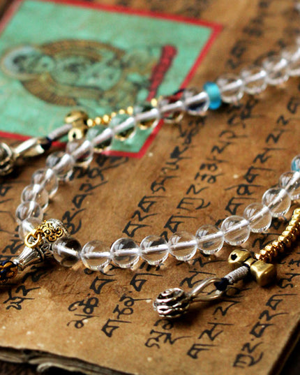 108 Mala Beads Crystal Healing Dorje Symbol Necklace