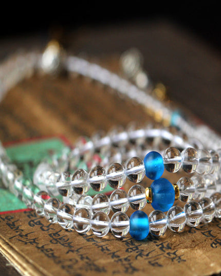 108 Mala Beads Crystal Healing Dorje Symbol Necklace
