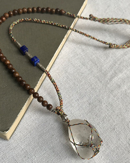 Kailash Energy Essence of Soul Recovery Clear Quartz Pendant with Lapis Lazuli and Sterling Silver