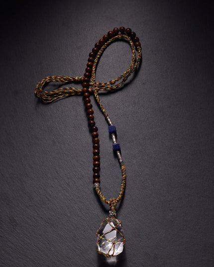 Kailash Energy Essence of Soul Recovery Clear Quartz Pendant with Lapis Lazuli and Sterling Silver