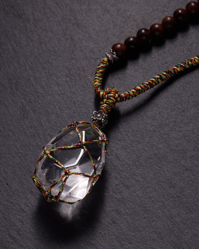 Kailash Energy Essence of Soul Recovery Clear Quartz Pendant with Lapis Lazuli and Sterling Silver