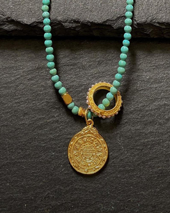 Healing through Stillness Turquoise Gold Necklace