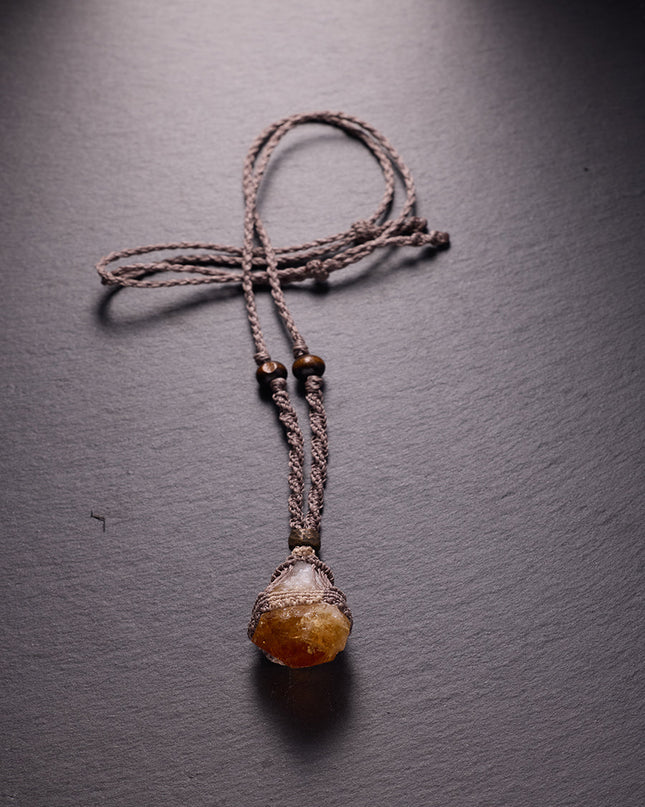 Golden Citrine Quartz Healing Pendant