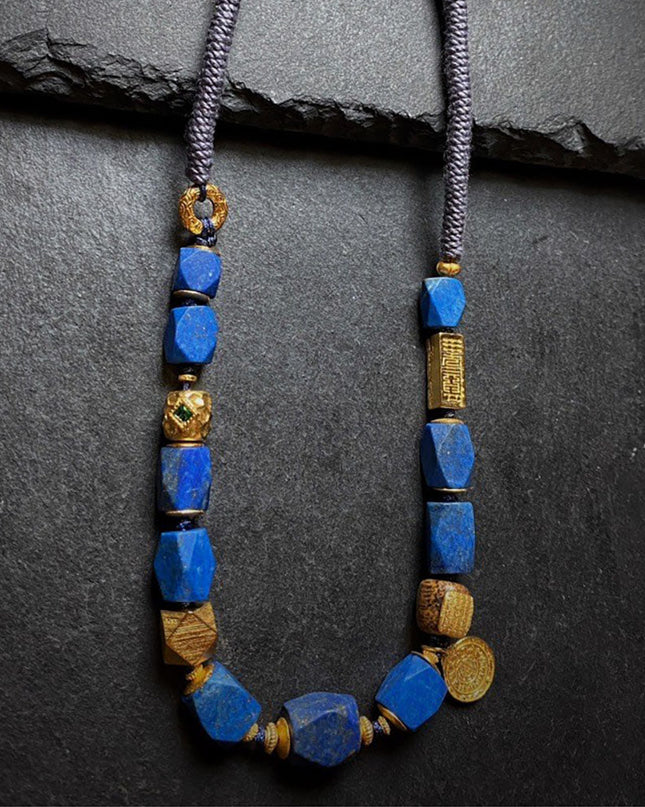 Lapis Lazuli Clarity Necklace | Tibetan Jewelry with Lapis Lazuli for Calm Decision-Making and Improved Sleep