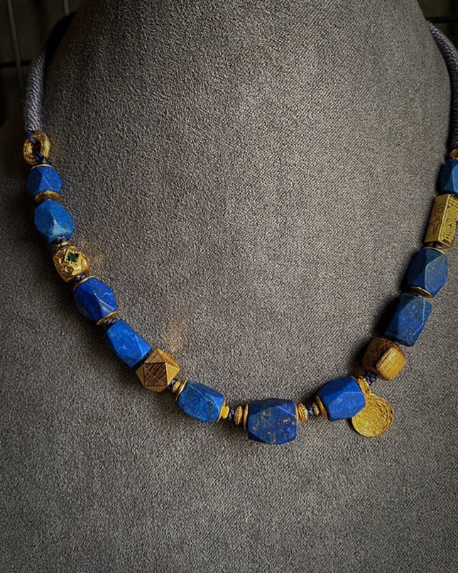 Lapis Lazuli Clarity Necklace | Tibetan Jewelry with Lapis Lazuli for Calm Decision-Making and Improved Sleep