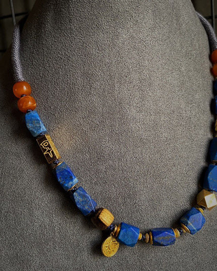 Lapis Lazuli Clarity Necklace | Tibetan Jewelry with Lapis Lazuli for Calm Decision-Making and Improved Sleep