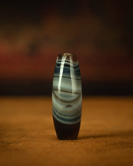 Blue-Chint Agate Eye Pendant – Mystical Swirls of Tibetan Craftsmanship