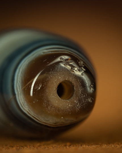 Blue-Chint Agate Eye Pendant – Mystical Swirls of Tibetan Craftsmanship