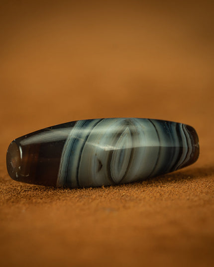 Blue-Chint Agate Eye Pendant – Mystical Swirls of Tibetan Craftsmanship