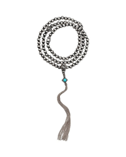 Sacred Prosperity Tibetan Silver & Turquoise 108 Mala Necklace
