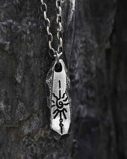 Tibetan Protection Amulet Necklace with Silver and Titanium Steel