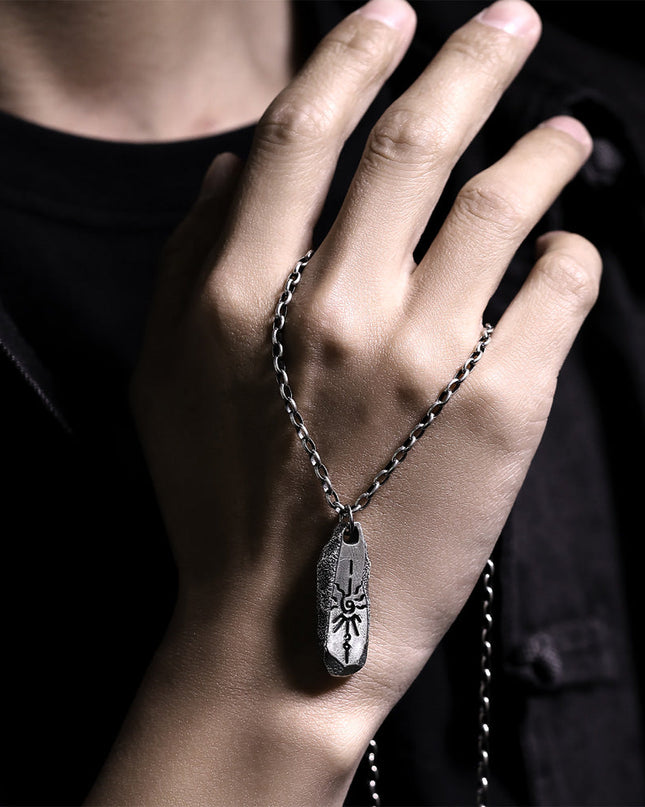 Tibetan Protection Amulet Necklace with Silver and Titanium Steel