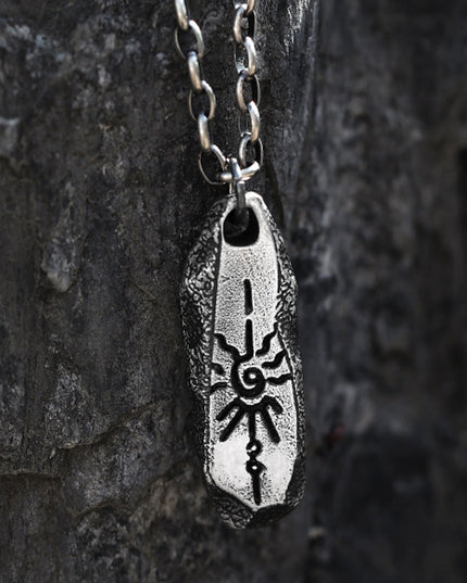 Tibetan Protection Amulet Necklace with Silver and Titanium Steel