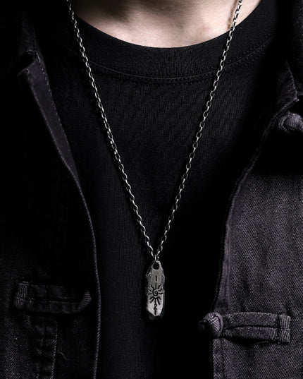 Tibetan Protection Amulet Necklace with Silver and Titanium Steel