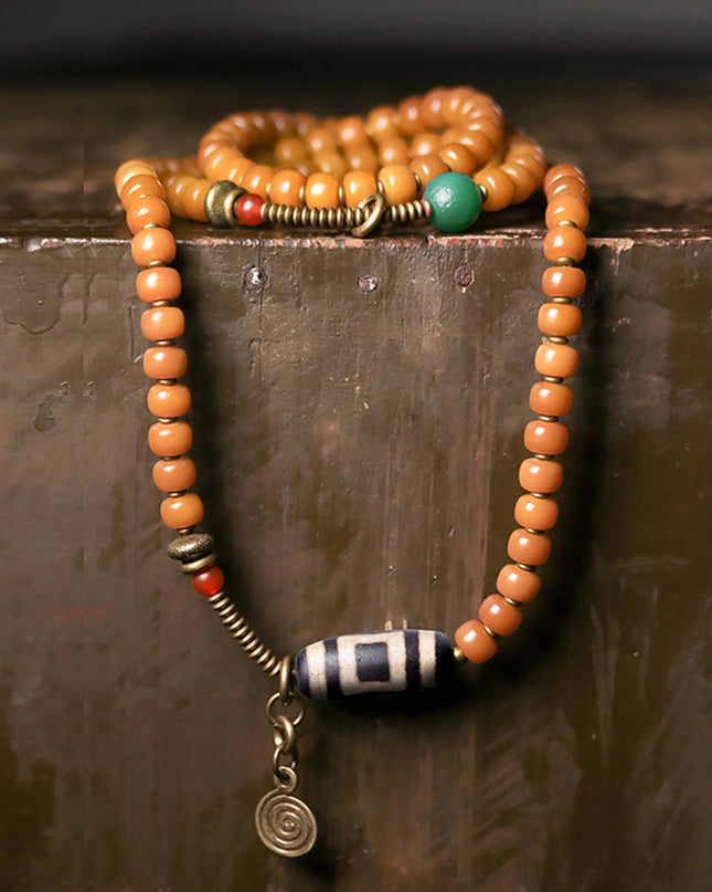 Wisdom Focus Bracelet | Bodhi Seed and Dzi Bead Bracelet for Concentration and Spiritual Insight