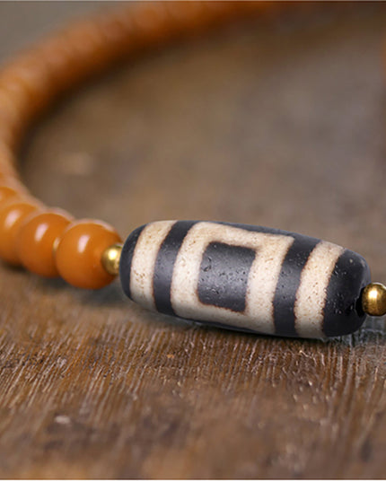 Wisdom Focus Bracelet | Bodhi Seed and Dzi Bead Bracelet for Concentration and Spiritual Insight