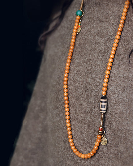 Wisdom Focus Bracelet | Bodhi Seed and Dzi Bead Bracelet for Concentration and Spiritual Insight
