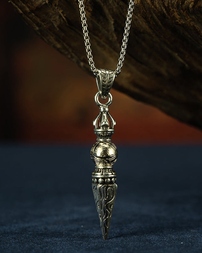 Vajra Phurba Pendant with Meteorite Core - Spiritual Protector