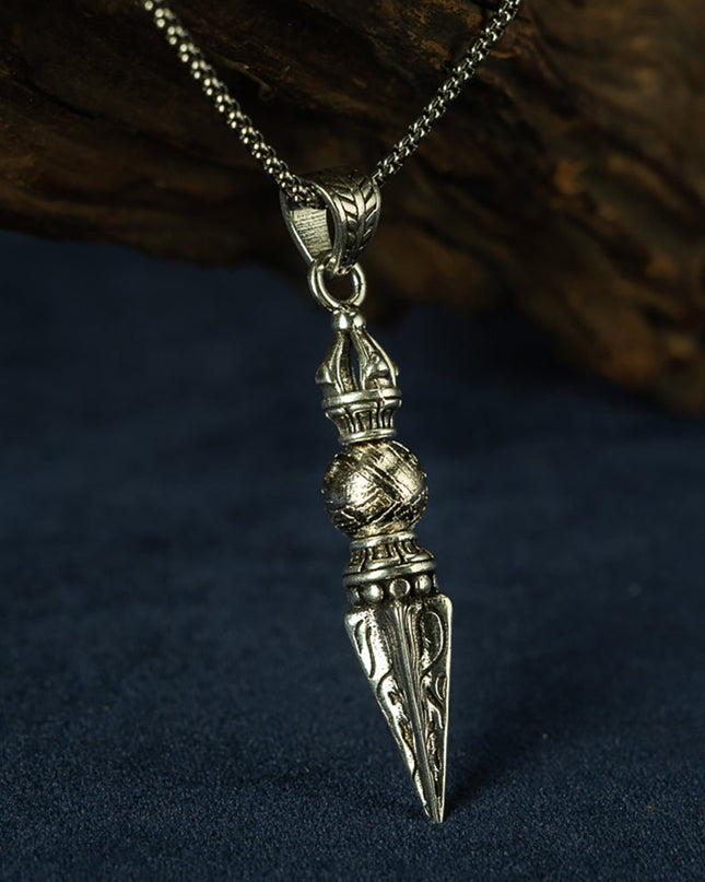 Vajra Phurba Pendant with Meteorite Core - Spiritual Protector