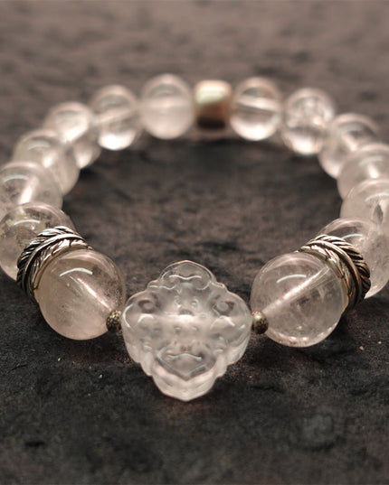 Pure Tranquility Tibetan White Quartz & Silver Wishful Cloud Bracelet