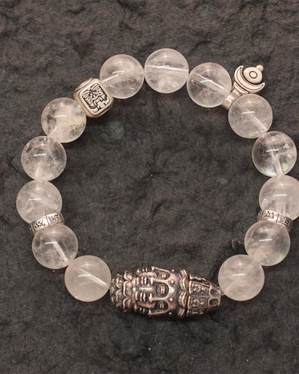 Purity & Wealth Tibetan Clear Quartz Silver Zakhiram Bracelet