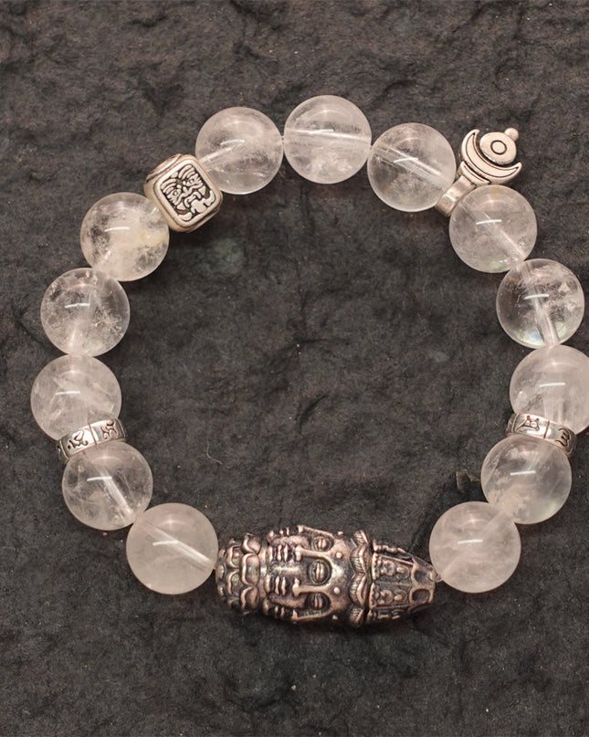 Purity & Wealth Tibetan Clear Quartz Silver Zakhiram Bracelet