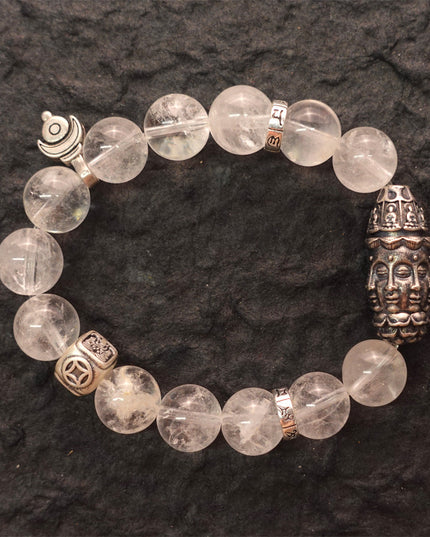 Purity & Wealth Tibetan Clear Quartz Silver Zakhiram Bracelet