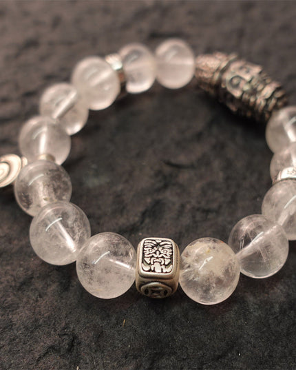 Purity & Wealth Tibetan Clear Quartz Silver Zakhiram Bracelet