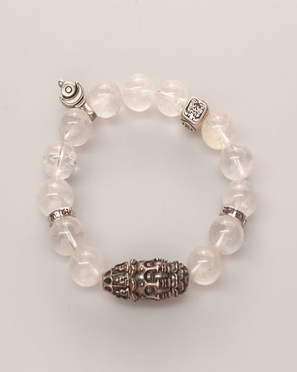 Purity & Wealth Tibetan Clear Quartz Silver Zakhiram Bracelet