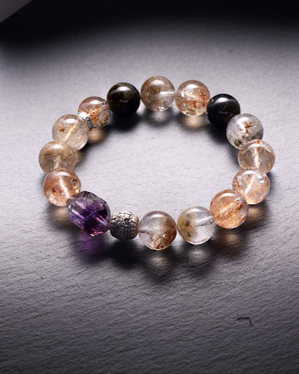 Amethyst Empowerment Crystal Bracelet – Super 7 & Black Gold Super 7