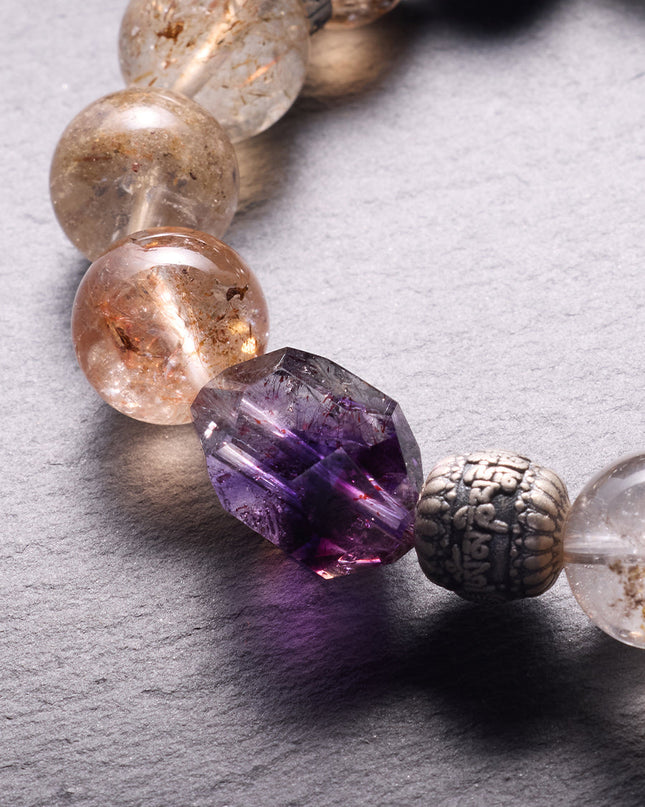 Amethyst Empowerment Crystal Bracelet – Super 7 & Black Gold Super 7