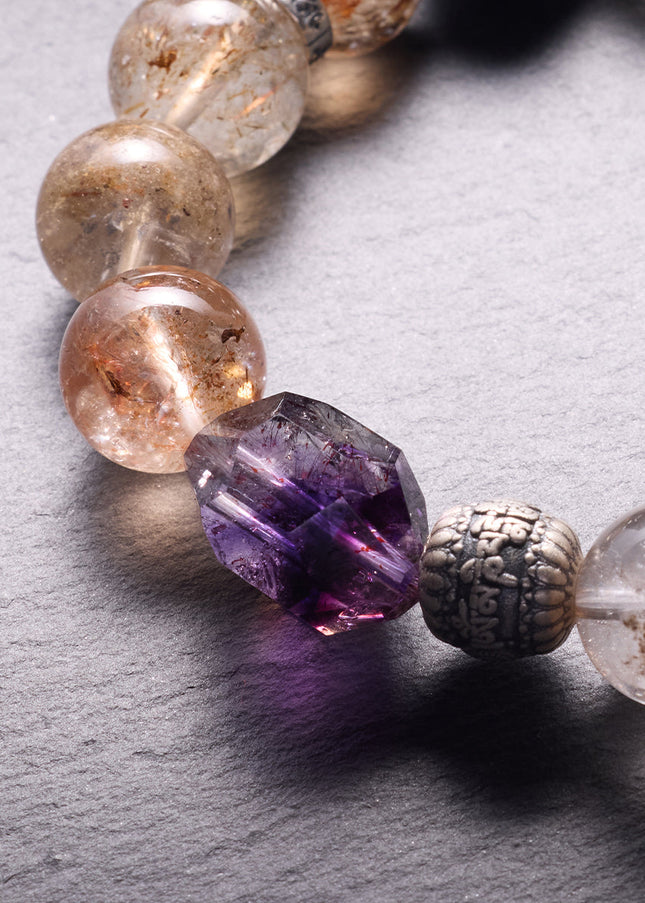 Amethyst Empowerment Crystal Bracelet – Super 7 & Black Gold Super 7